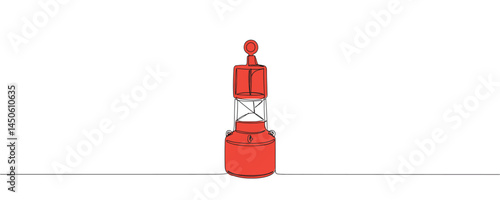 Continuous one line drawing of sea buoy. Illustration of one line drawing of floating navigational sign. continuous line art. Vector illustration.