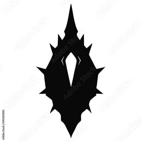Abstract black silhouette spiked geometric shape with sharp edges and geometric lines