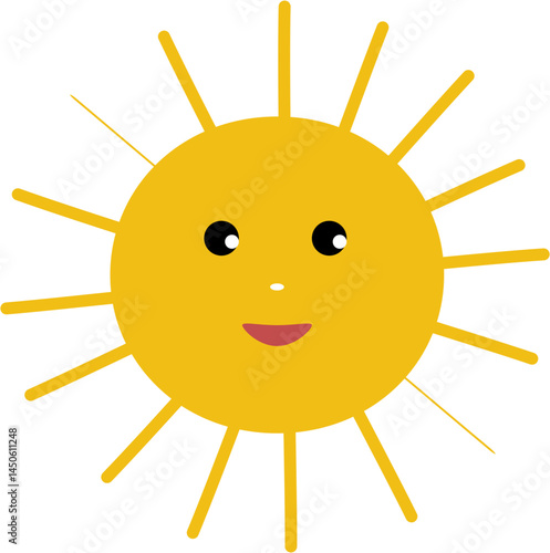Happy Sun Cartoon Illustration - Childlike, Joyful Design