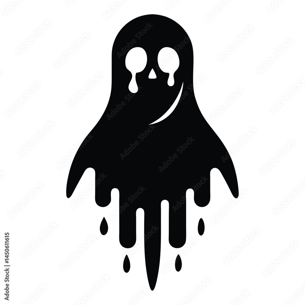 Black silhouette ghost illustration with dripping effect for halloween or spooky designs Black silhouette ghost illustration with dripping effect for halloween or spooky designs