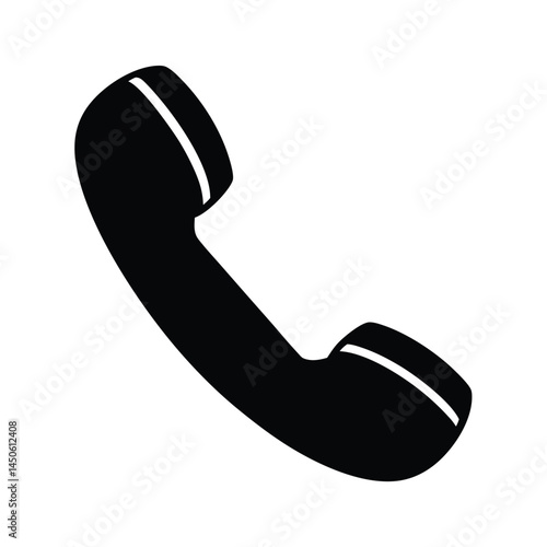 Simple black silhouette of a telephone handset, call icon on a white background