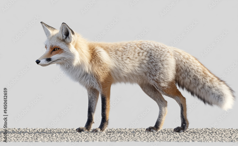 Fototapeta premium Red Fox Standing on Gravel Ground Wildlife Photography