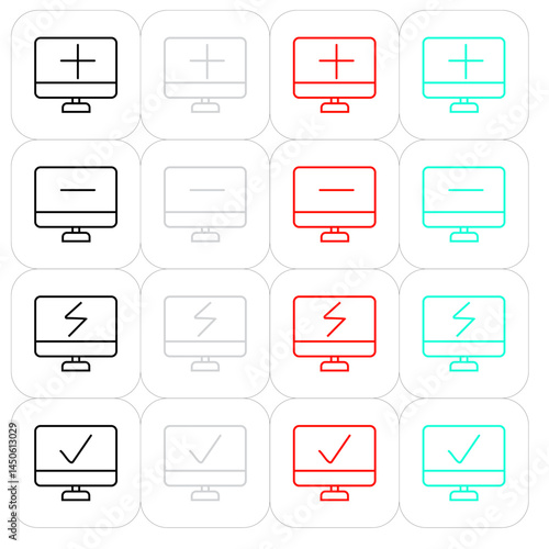 Monitor icons for increase, decrease, check and charge