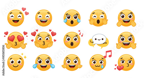 Six Playful Emojis Expressing Love, Joy, and Laughter