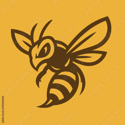 Vector Illustration of a Stylized Aggressive Bee Mascot Logo
