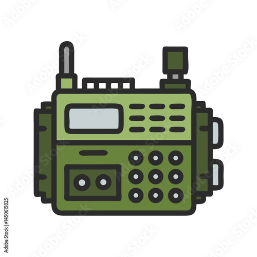 Military Radio Communication Device Icon Representing Tactical Signal Transmission and Field Communication