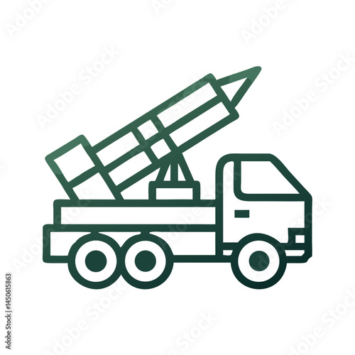 Military Rocket Launcher Vehicle Icon Representing Tactical Missile Deployment and Mobile Warfare Unit