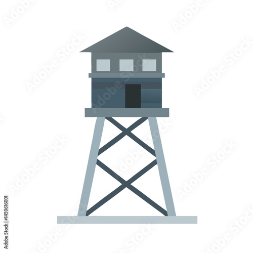 Military Watchtower Structure Icon Representing Surveillance Post and Security Observation Point