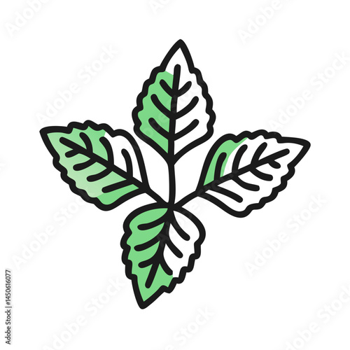 Mint Leaves Plant Icon Representing Aromatic Herb and Natural Culinary Ingredient