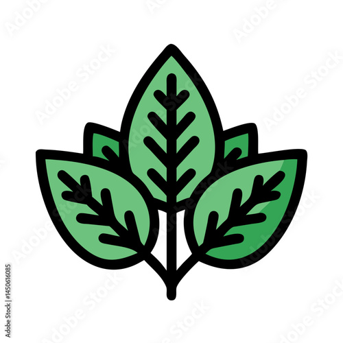 Mint Leaves Plant Icon Representing Aromatic Herb and Natural Culinary Ingredient