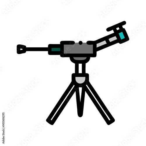 Mounted Machine Gun on Tripod Icon Representing Heavy Weaponry and Military Defense Equipment