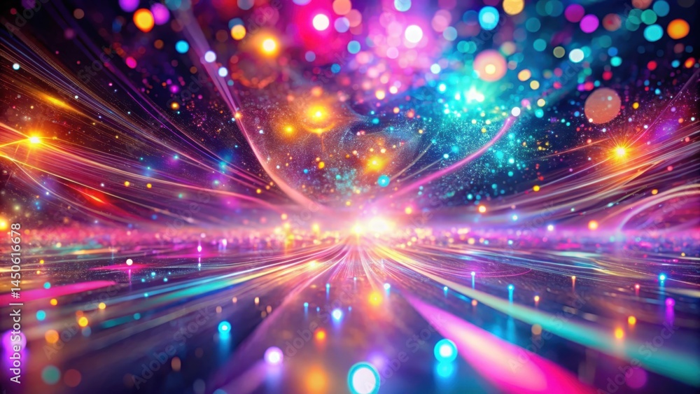 A cosmic highway with vibrant lines of light stretching into an endless expanse, sparkling with scattered dots of light. A cosmic highway with vibrant lines of light stretching into an endless expanse, sparkling with scattered dots of light.