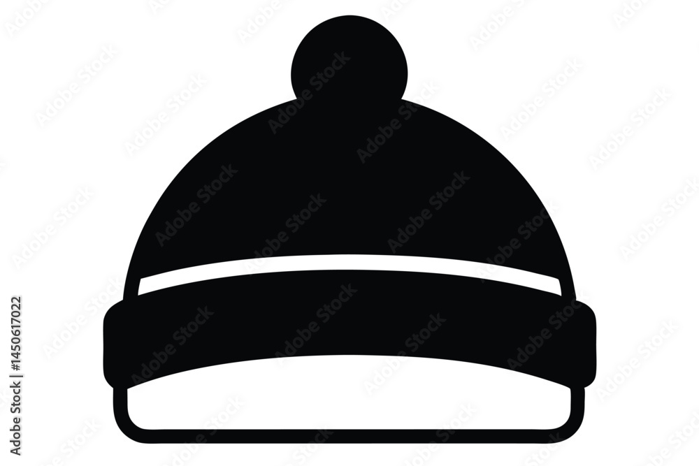 A simple winter beanie hat illustration in black and white suitable for apparel designs A simple winter beanie hat illustration in black and white suitable for apparel designs