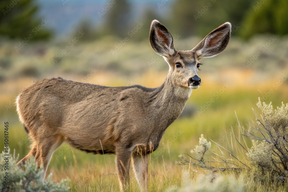Naklejka premium Mule deer with large ears
