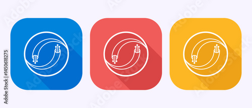 Fiber optic cable icon design illustration. Electric wire sign symbol in shadow button design