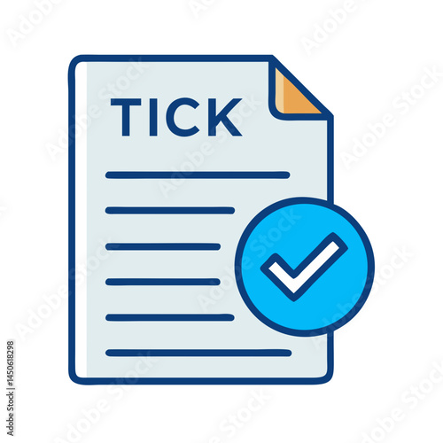 Paper with Tick Mark Icon Representing Approved Document and Task Completion