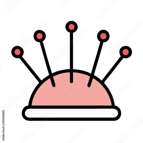 Pincushion with Pins Icon Representing Sewing Tools and Tailoring Accessories