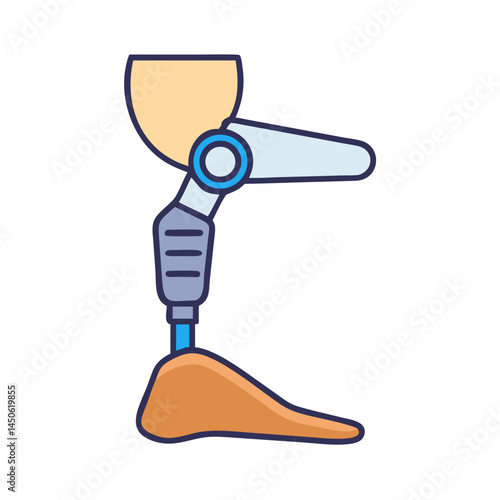 Prosthetic Leg Limb Icon Representing Medical Artificial Limb and Mobility Aid