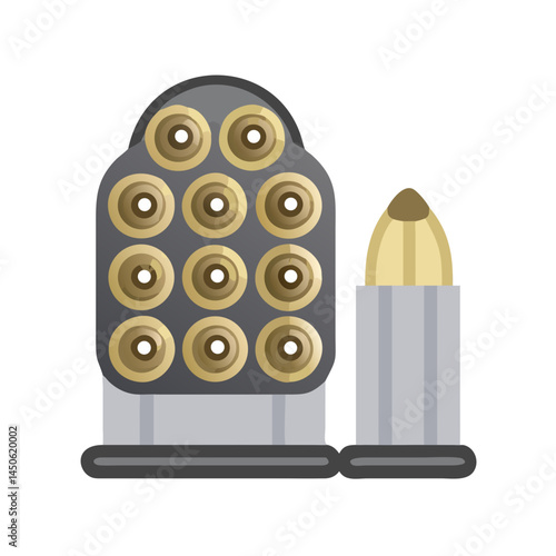 Revolver Cylinder with Ammunition Icon Representing Handgun Firearm Component