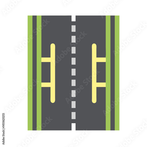 Road Lane Marking Infrastructure Icon Representing Traffic Management and Road Construction