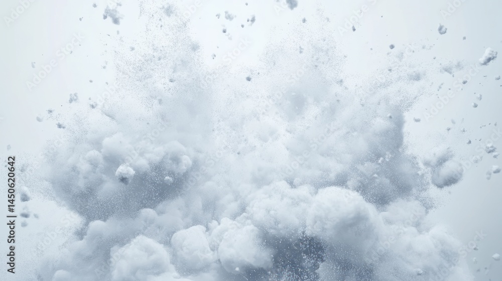 Fototapeta premium White powder explosion on light gray background