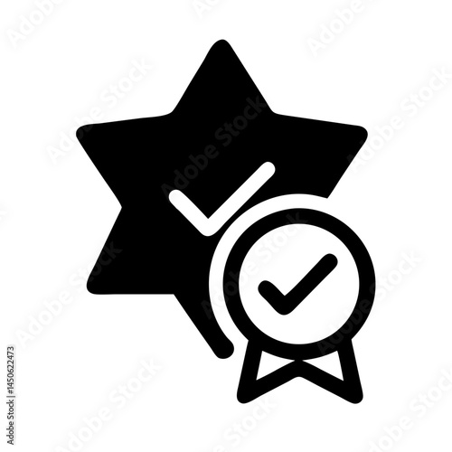 Star Badge with Checkmark Icon Representing Verified Achievement and Trusted Recognition