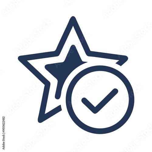 Star Badge with Checkmark Icon Representing Verified Achievement and Trusted Recognition