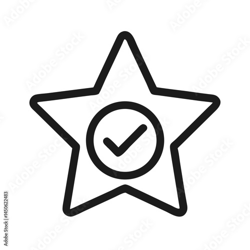 Star Badge with Checkmark Icon Representing Verified Achievement and Trusted Recognition