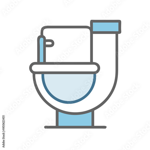 Toilet Bowl with Flush Handle Icon Representing Bathroom Fixture and Sanitary Plumbing