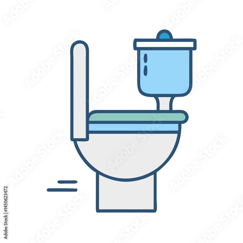 Toilet Bowl with Flush Handle Icon Representing Bathroom Fixture and Sanitary Plumbing