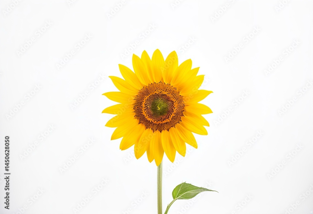 Obraz premium A single sunflower on a white background.