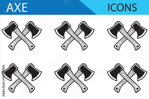 Simple silhouette axe icons for use in outdoor, craftsmanship, and tool-related projects