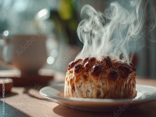 A savory steak pudding serv...