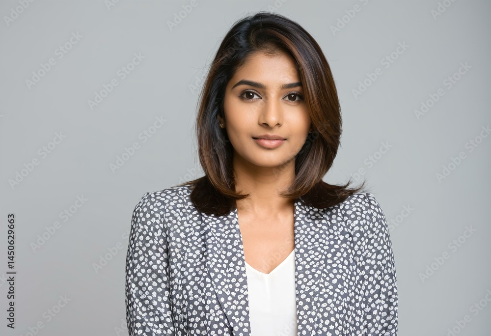 A woman in a gray shirt posing for a picture. A woman in a gray shirt posing for a picture.