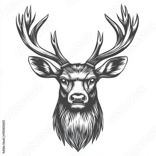 stag head silhouette , blac...