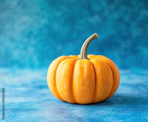 Banner with small orange pumpkin on a blue background