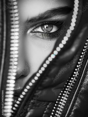 Monochrome closeup of a wom...