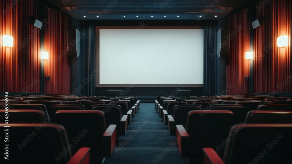Obraz premium A cinema with empty seating, screen is blank
