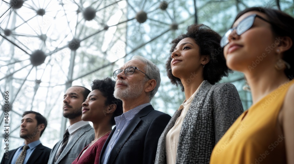 Obraz premium Diverse Group of Professionals Standing in Modern Business Environment