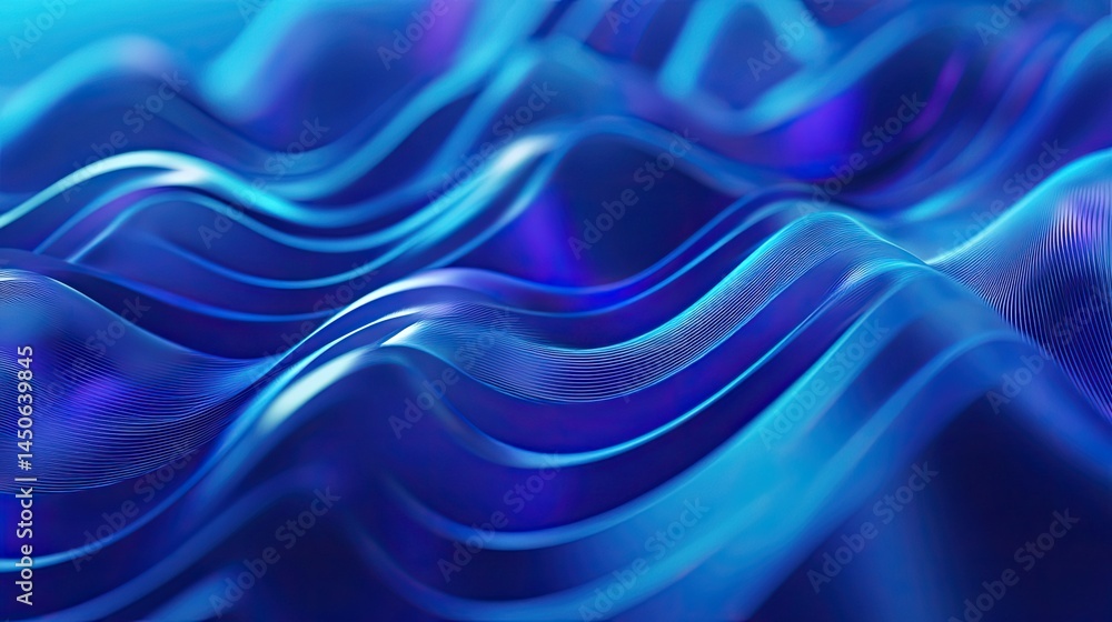 Obraz premium Blue ink in water on a white background ,Electricity flowing in smooth blue abstract wave , Abstract neon sound waves with black background