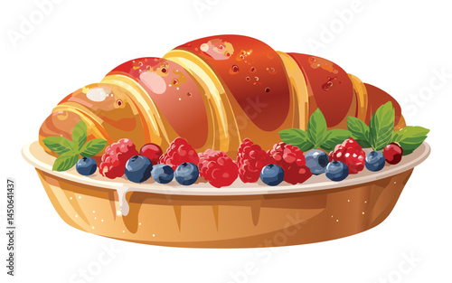 bread with berry fruits topping - vector illustration
