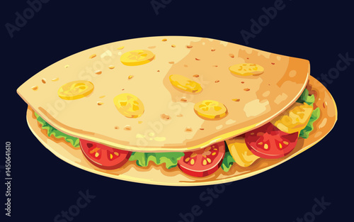 Tortilla Sandwich Vegetables - Vector Illustration