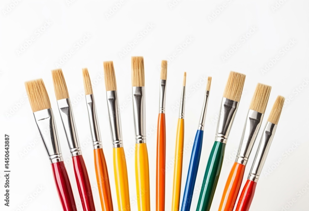 A group of paint brushes sitting next to each other. A group of paint brushes sitting next to each other.