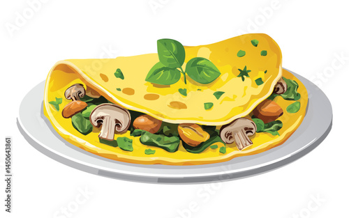 Omelet Egg with vegetales and mushroom - vector illustration
