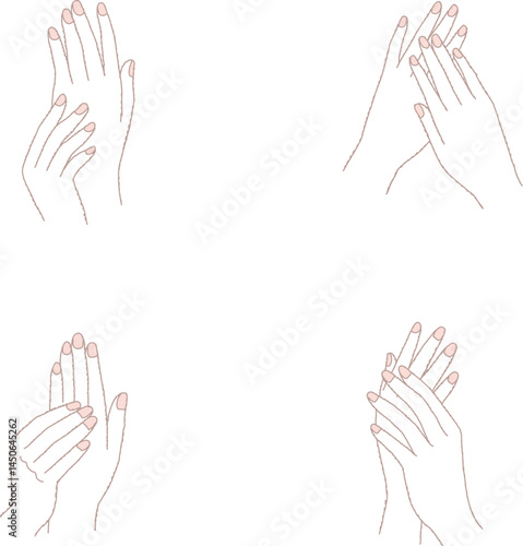 ハンドケア　きれいな手　線画　セット