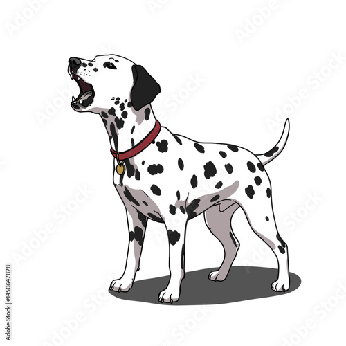 Dalmatian dog barking animated cartoon on a white background  