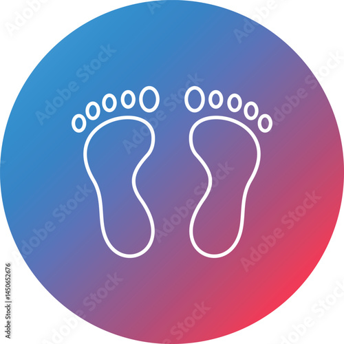 Foot Line Gradient Circle Background Icon