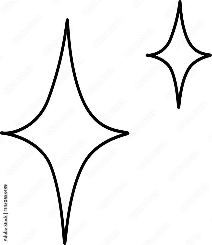Simple Line Art Sparkling Stars Design Element