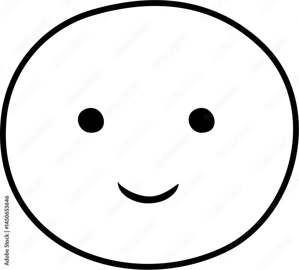 Fototapeta premium Simple Happy Face Emoji, Minimalist Line Art Illustration