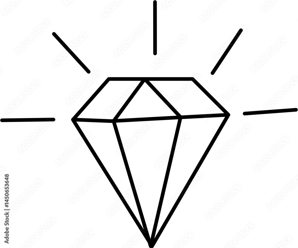 Sparkling Diamond Icon: Simple Line Art Gem Sparkling Diamond Icon: Simple Line Art Gem